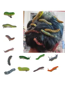 12 Hand-Drawn Caterpillar Hair Clips, Hair Clip Set, Animal Pattern Party Accessories, Fun 3D Bug Duckbill Hair Clips, All Seasons Headwear