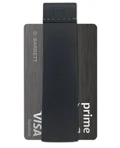 Modern Carry Quick Draw Minimalist Wallet for Men & Women, Elastic Band Minimal Credit Card Holder with Leather Tab, Card Grabber for Long Nails, Money Clip Alternative (Black) (Dark Gray)