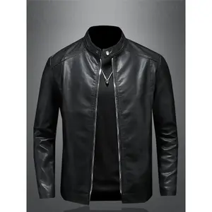 Men's Leather Jacket, Stylish Casual Fitted Outerwear for All Seasons, Trendy Korean Fashion Coat for Every Occasion