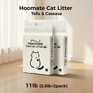 Hoomate Spring Fresh Tofu & Cassava Cat Litter 5.5lb X 2Pack Ultra-Low Dust Fast Clumping Plant-Based Unscented Biodegradable Powerful Odor Control