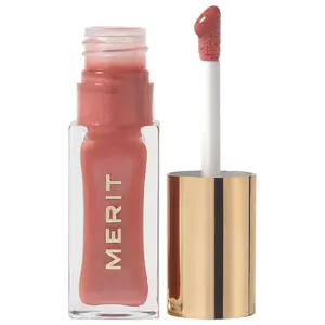 Merit Shade Slick Vegan Tinted Lip Oil Shimmer finish Color: Biarritiz - nude peach