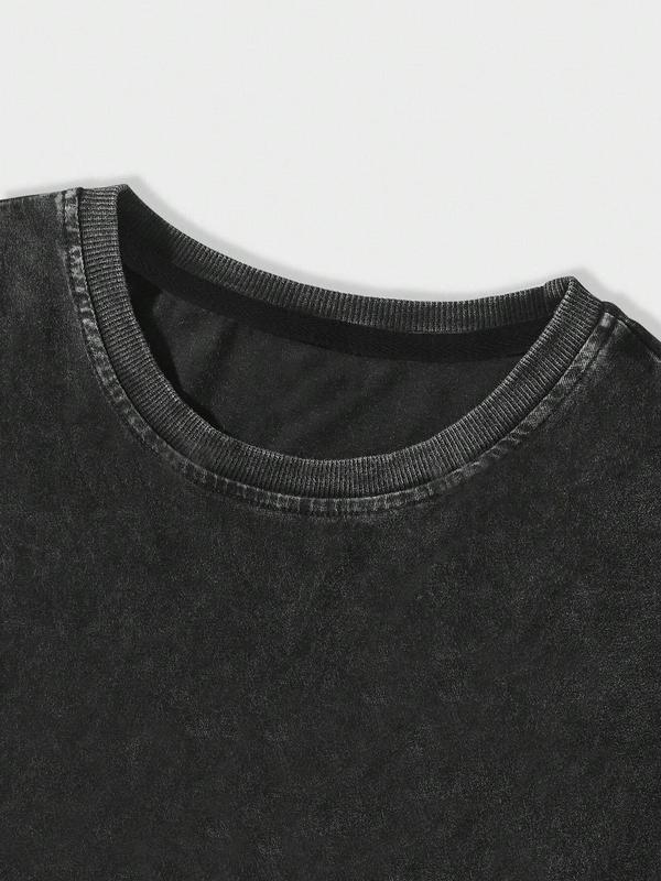 Men's Casual Sporty Short Sleeve Shirt, Gothic Letter Print, Comfortable Round Neck Tee, Athletic T Shirt for Outdoor Gym Streetwear