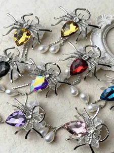 Bling Alloy Spider Beads with Large Artificial Crystal Main Bead, Alloy Spider Beads for Pens- Sparkle Spider Shaped Focal Beads for Beadable Pens Jewelry Making, DIY Craft Charms