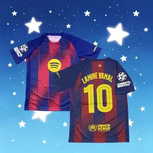 25 26 Home Red Blue Yamal 10 Short sleeve Soccer Jersey