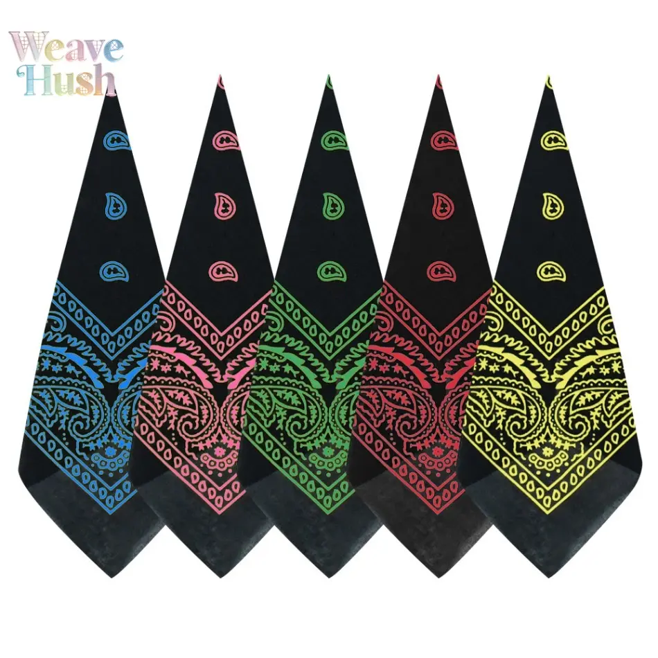 5-Pack Cool Paisley Cotton Bandanas, Breathable Square Wrap for Men Women, Multi-Use for Hip Hop Streetwear Styling & Sports, 5Pcs, Bandana Head Wrap, Sport‑Ready Breath