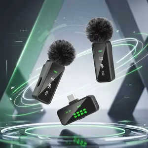 User-Friendly Wearable Lavalier Wireless Microphone, Digital Real-Time Display, Powerful Noise Reduction, 12H Endurance Clip Mic for Mobile Phone Live Streaming and Interview Recording