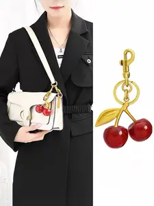 Cherry Design Bag Keychain, Cute Bag Charm for Women & Girls, Fashionable Alloy Keychain for Bags, Trendy All-match & Exquisite Bag Accessories for Birthday Gift, Bling Bling Keychains, Bagcharms, Bag Pendant