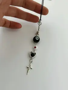 New Arrival Sweet Cool y2k Style Cute Love Heart Beaded Phone Charms for iPhone Smartphone Strap Keychains Lanyard Cell Phone Charm