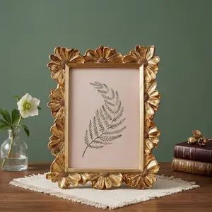 European Style Daisy Flower Pattern Decorative Frame, Resin Hand-Painted Photo Display, Indoor Desktop Decoration, Wedding Party Props