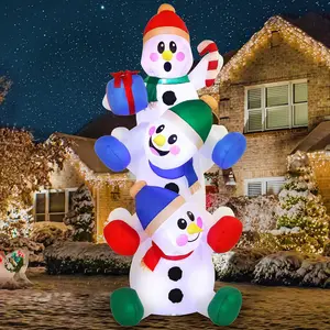 6 Feet (about 1.8 M) Christmas Inflatable Stacking Snowman with Built-in Led Inflation Device, Suitable for Christmas Party, Home Indoor Outdoor Yard Garden Lawn Winter Decoration