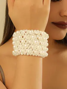 Elegant Multi-Layer Pearl Bracelet, Handcrafted Luxury Design, Perfect for Mature Women, Beach Parties, High-End Jewelry Accessories