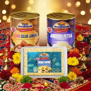 Rani Gulab Jamun Long 35.3oz (2.2lbs) 1kg, Angoori Petha 35.3oz (2.2lbs) 1kg, Soan Papdi 8.7oz (250g), Combo Set of 3 ~ Ready to eat | Non-GMO | Kosher | Indian Origin
