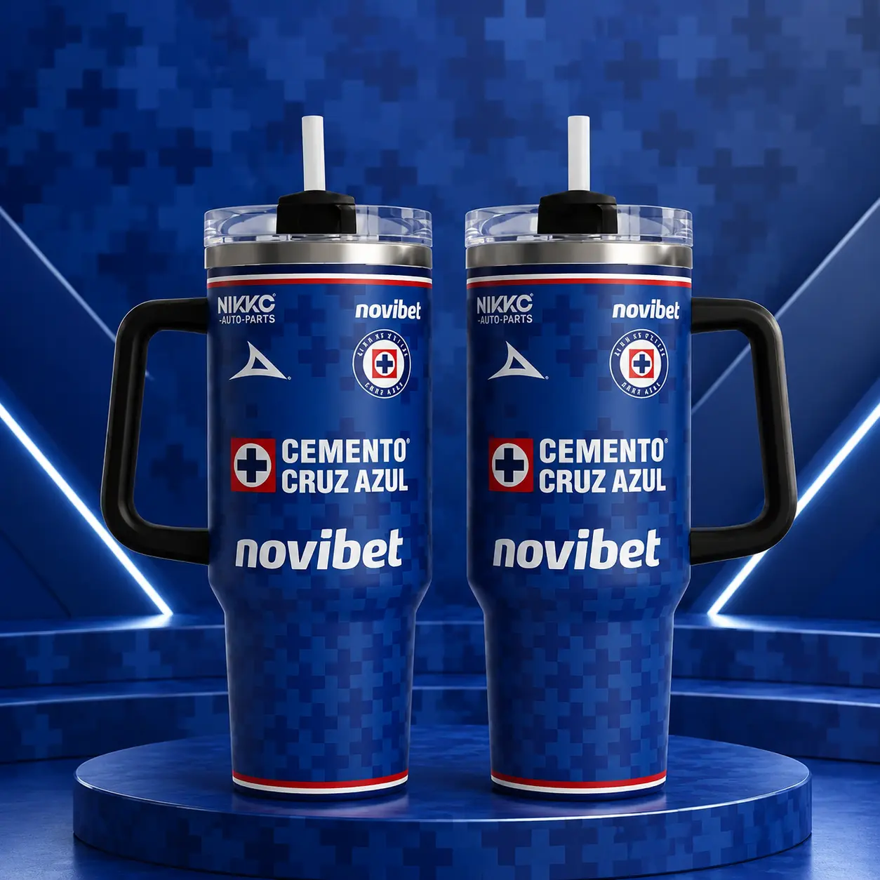 Cruz Azul Novibet x Cemento La Maquina Insulated Cup, 20oz-40oz Thick Tumbler Vacuum Flasks with Cup Lid, Soccer Fan Gear, Gift for Dad (Fathers Day)
