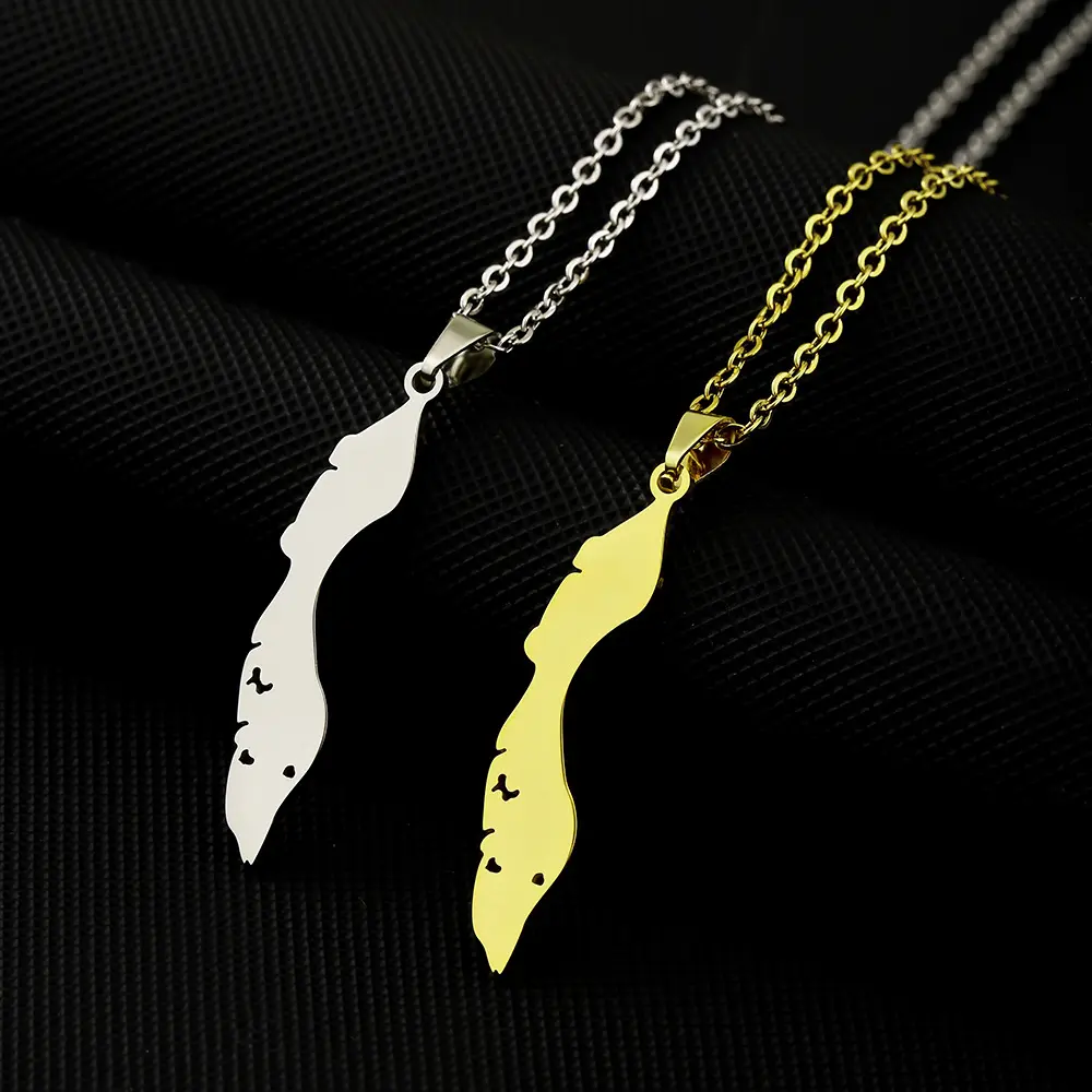 New Curacao map necklace, all-match geometric smooth stainless steel clavicle necklace for women, unisex, couple jewelry, souvenirs