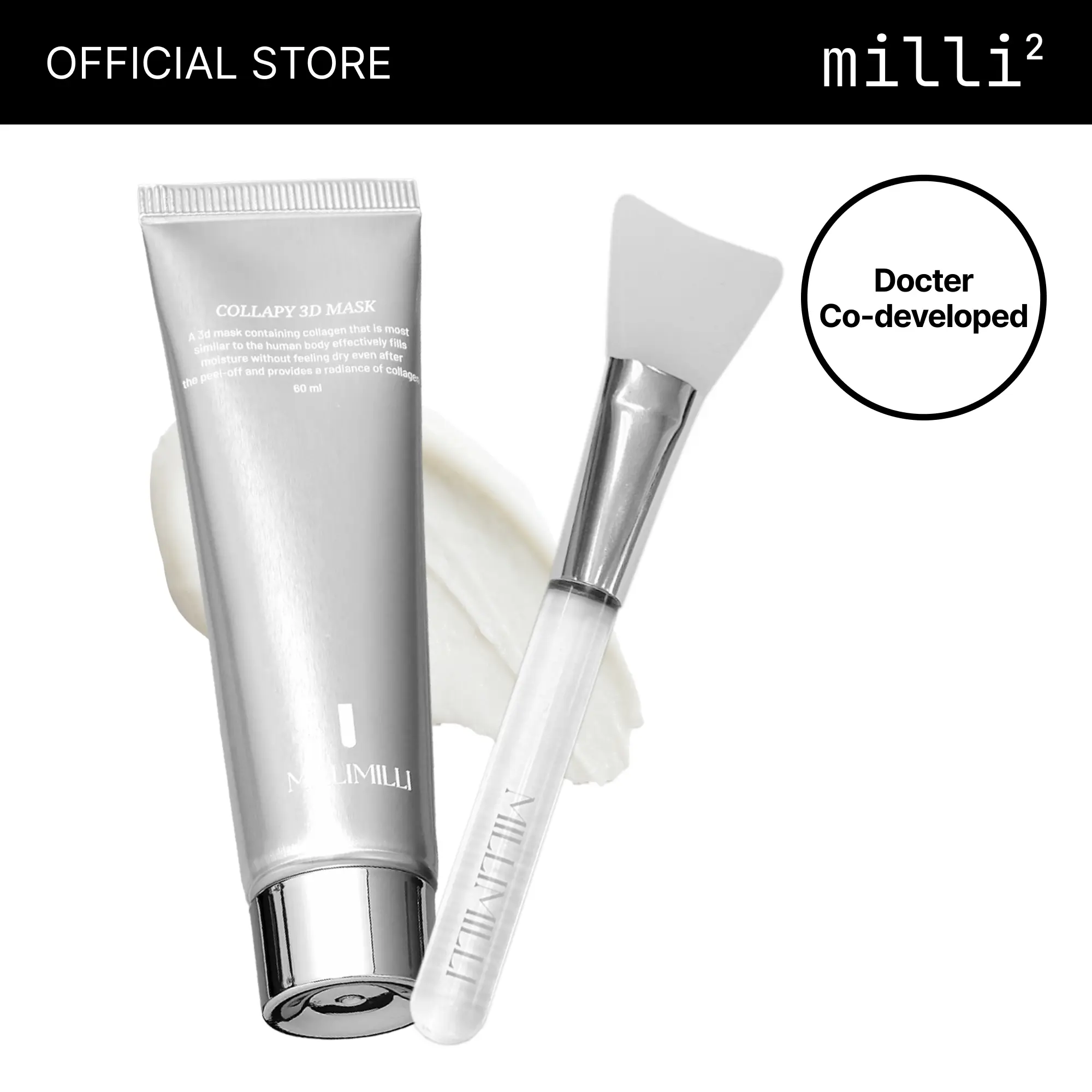 [millimilli] Collapy 3D Mask | Vegan Collagen Peel Off Face Mask with Silicone Brush for Glowing Skin