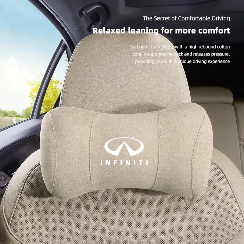 Suede Headrest Car Breathable Memory Foam Neck Pillow For Infiniti QX55 QX50 QX60 QX80 Q50 Q70L Q60 Q30 Q70 QX70 QX30 Neck Rest Cushion