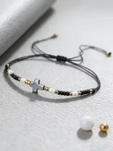 Colorful Seed Bead Cross Bracelet with Adjustable Cord, Handmade Bohemian Style Unisex Jewelry Gift, Religious Accessories for All Occasions, Stackable Bracelets