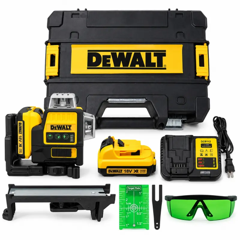 DEWALT Green Laser Level Kit, Self Leveling Laser Level with Bright Green Beam, Durable Housing, High Visibility, Precise Horizontal and Vertical Alignment, Cordless Leveling Tool for Construction, Home Renovation, Tiling and Wall Installation