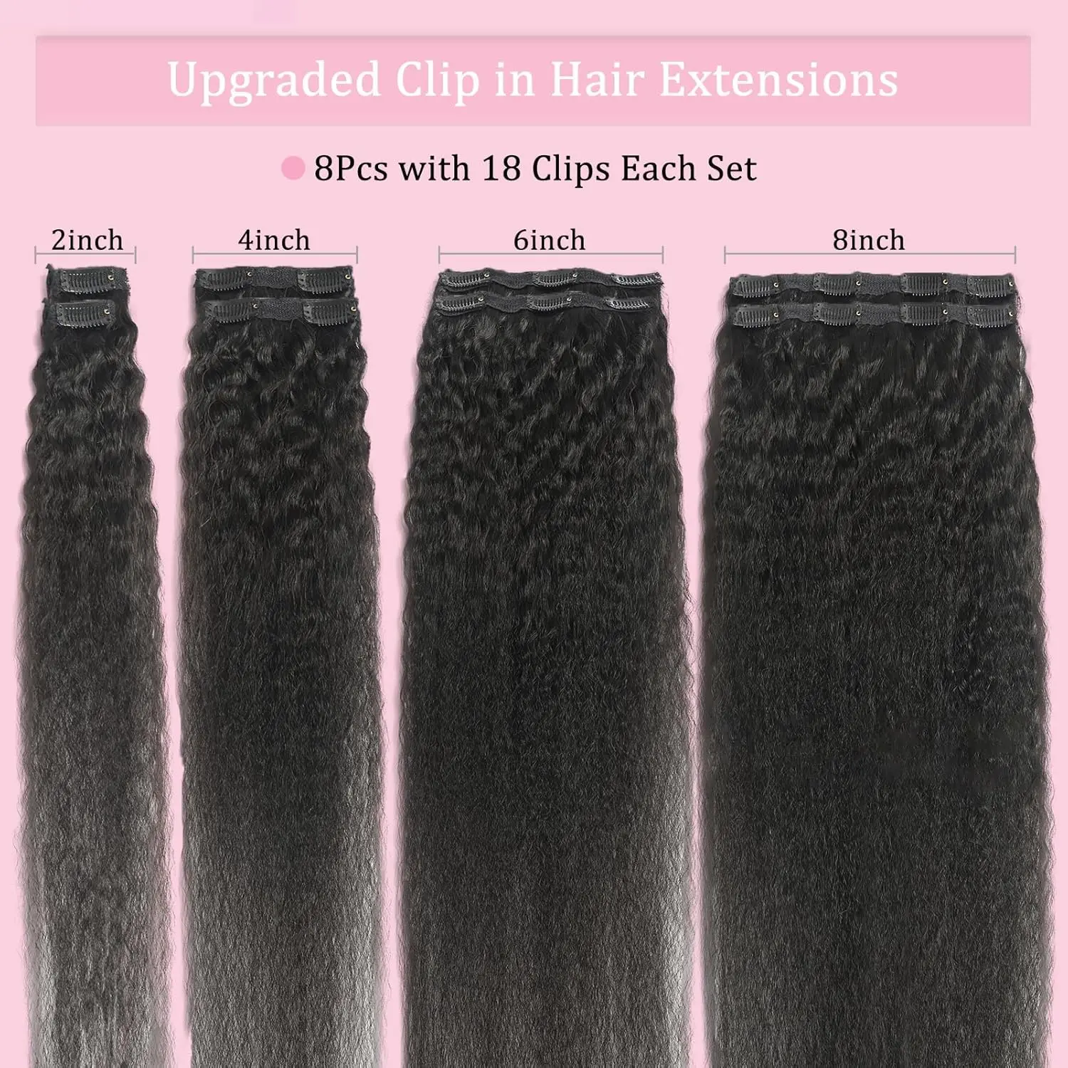 20 Inch Clip In Hair Extensions Straight Remy Human Hair Double Weft 8pcs Tahikie 20 Deep Wave Clip in Hair Extensions - Brazilian  main image 2