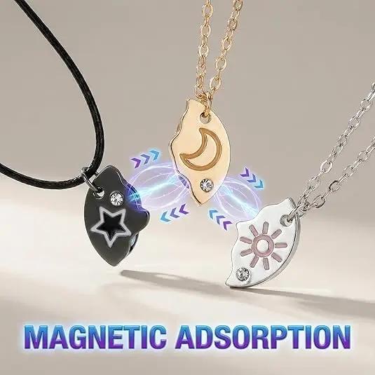 3-Pack Best Friendship Necklaces&Bracelet Set, Sun Star Moon Puzzle Matching Pendant Necklace& Bracelet Forever Three Friends Bff Sister Jewelry Gifts for Anniversary Birthday