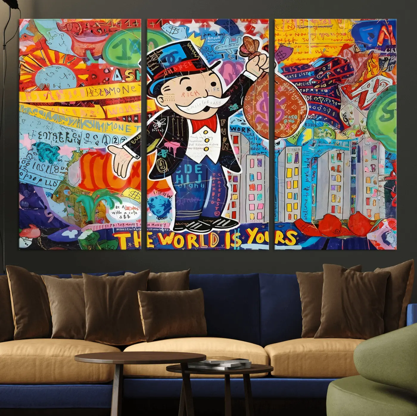 Pop Art Monopoly Man Canvas Wall Artwork - Bold, Vibrant Colors Artistic Decor for Literature & Art Enthusiasts, Room, Decoration