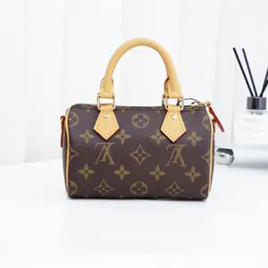 Pre-owned Louis Vuitton Speedy Nano Classic Vintage Flower Detachable and Adjustable Shoulder Strap Canvas Coating Cowhide Edging Pillow Bag Single Shoulder Crossover Handbag Mini 16*7.5*10cm th260411123