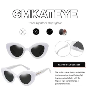 GMKATEYE White Retro Cat Eye Sunglasses with Nose Pad for Comfort & Style HD Clear Vision UV400 Protection Anti-Scratch Lens Classic Design shades