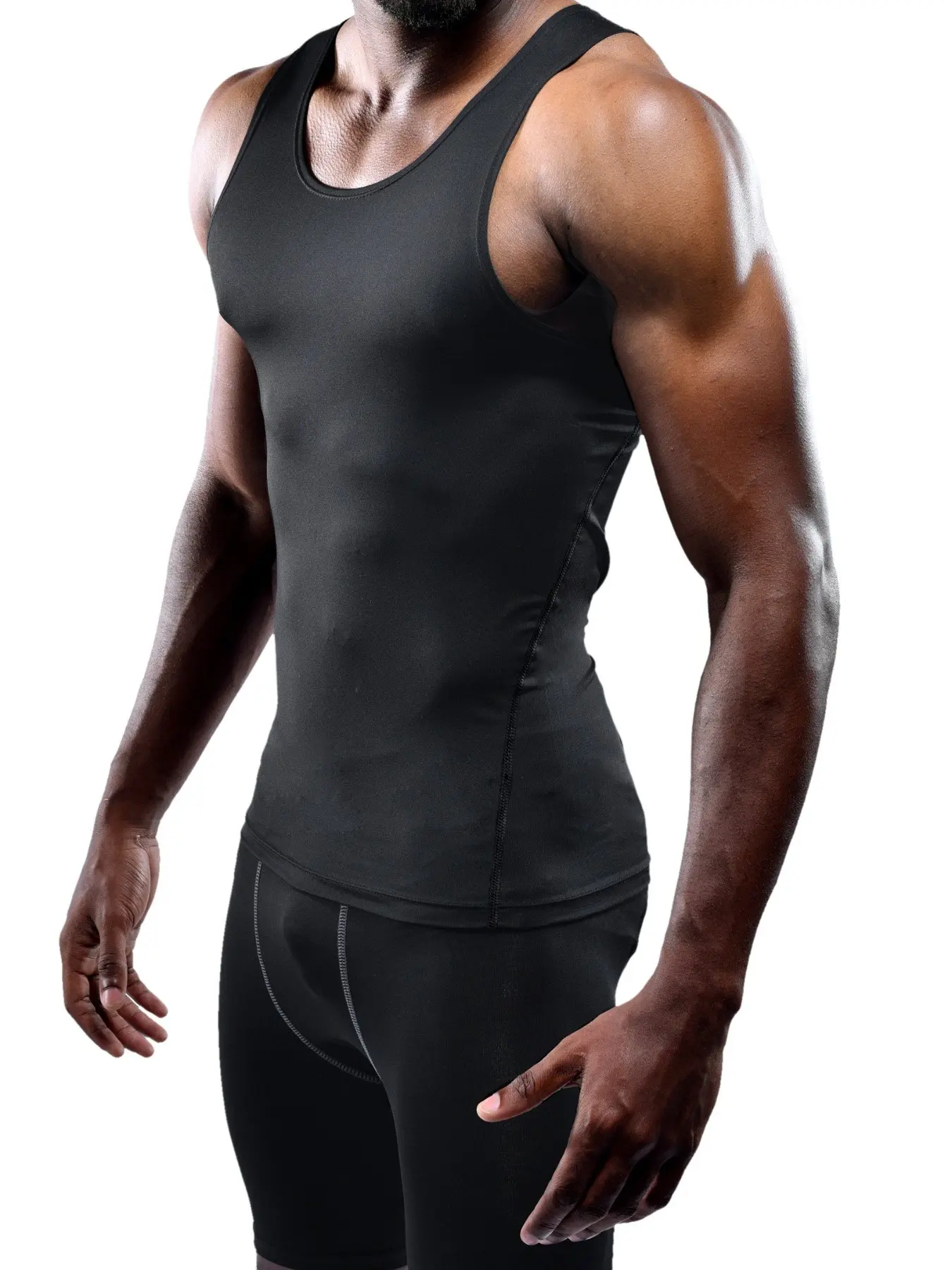 1 Pack Men's Compression Workout Tank Top Fitness Workout Vest, Activewear Vest, Athletic Workout Clothing, Tight Sports Vest Black Breathable Quick Dry 4-Way Stretch Sleeveless Athletic Shirt For Gym Basketball Running & Casual Wear Muscle Fit Undershirt
