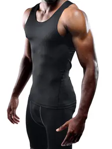 1 Pack Men's Compression Workout Tank Top Fitness Workout Vest Black/White Breathable Quick Dry 4-Way High Stretch Sleeveless Athletic Shirt For Gym Basketball Running Yoga Cycling & Daily Casual Wear Slimming Muscle Fit Base Layer Undershirt