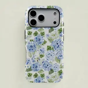 Blue Hydrangea Girly Aesthetic Summer Spring Flowers Fashion Cute 2 in 1 Phone Case with Durable, Shock Absorbing and Stylish Design. Compatible with Iphone 11, 12, 13, 14, 15 16 17 Pro Max and Pro Plus Series A creatively designed new phone case, perfec