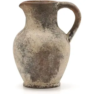 Ceramic Rustic Farmhouse Vase with Handle, Terracotta Vase, Minimalist Decorative Vases for Home Decor, Table, Living Room, Shelf, Christmas Decoration(Gray)