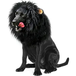 Lion Mane Wig for Dogs with Ears, Funny Pet Costumes for Halloween Christmas
