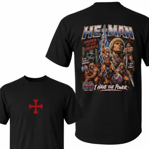 Masters of the Universe He-Man T-Shirt | Black Cotton Graphic Summer Tee