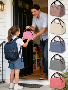 Reusable Polyester Lunch Bag 6 Color Options Lightweight Insulated Thermal Cooler for Work School Travel Easy Clean Durable