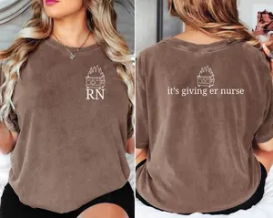 Comfort Colors It's Giving ER Nurse Shirt, Snarky Registered Nurse T-Shirt, Sarcastic Nursing Meme Tee, Funny Emergency Nurse Gift Comfort Colors Tshirt, for men, for women
