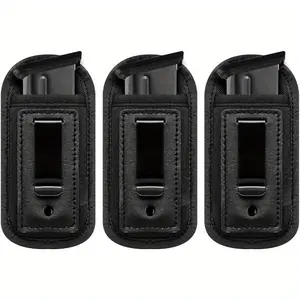 3 Pack Universal Magazine Holster, IWB Mag Pouch Concealed Carry, Single Double Stack Mags Holder for Glock 17 19 26 43 Sig P365 P320 S&W M&P 9mm .40 .45 .380 Fits 7 10 15 Round Ammo Clips for Pistols