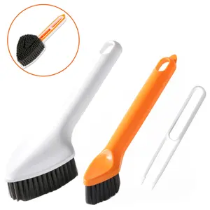 3 in 1 Cleaning Brush Set, Triangular Scrub Brushes with Cleaning clip,2 Detachable Sizes Heads for Wall Corner, Bathroom Gap Cleaning Tools, Kitchen Sink Toilet,Bathtub Cleaner Brush,House Cleaning Supplies