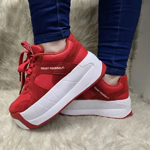 Snoopie Colombian Shoes - Red & White Sneakers with 'TRUST YOURSELF' Slogan - Comfortable & Stylish for Everyday Wear