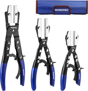 3-Piece Ratcheting Hose Off Pliers Set, 8", 10", 12" Locking Hose Pliers Set with Bag - for Radiator, Coolant, Automotive, Fuel Lines