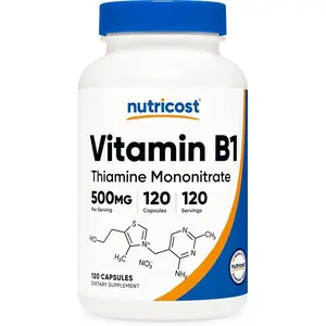 Nutricost Vitamin B1 (Thiamine) 500mg, 120 Capsules Nutricost Vitamin B1 (Thiamine) 500mg, 120 Capsules