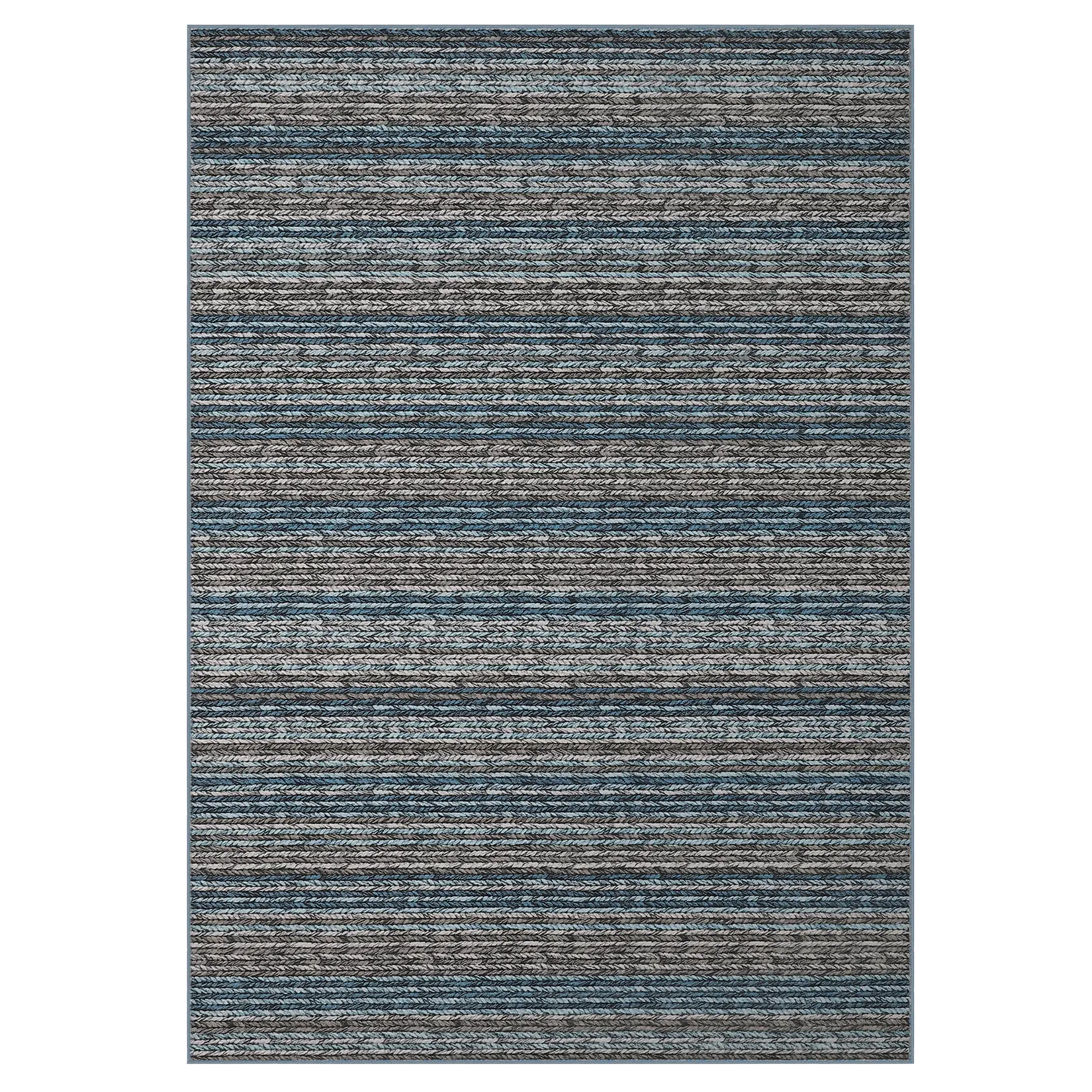 Modern Indoor Giant Area Rug, 10x13 ft Large Blue Geometric Striped Floor Cover, Washable Soft Non-Slip Textile for Home Decor, Modern Indoor Rug, Giant Area Rugs