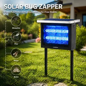 Lorins Solar Powered Bug Zapper, 4500V High Voltage Mosquito Killer, 2000 Sq.ft Cordless Rechargeable Waterproof Electric Fly Trap with Grounding Bracket, Portable Pest Control for Indoor, Patio, Backyard, Garden, Camping, RV, Pond