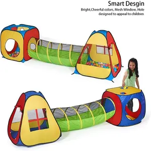 3 in 1 Pop Up Play Tent with Tunnel, Ball Pit for Kids, Boys, Girls, Babies and Toddlers, Indoor/Outdoor Playhouse
