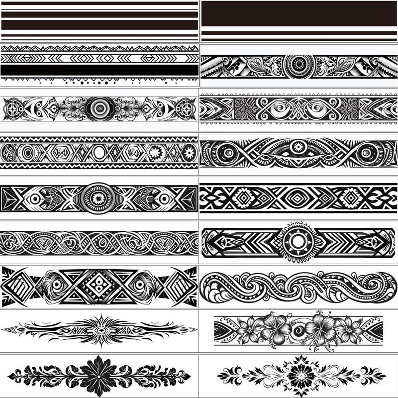 GLARYYEARS Arm Band Temporary Tattoo - 18 Pack Super Long size, Realistic & Boho Polynesian Maori Style Fake Tattoos, ArmBand Tattoos for Wrist, Ankle Circle, Geometric, Tribal and Totem