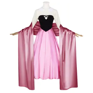 Princess Aurora Pink Peasant Dress Costume Set with Shawl and Headband for Cosplay Party