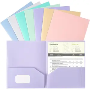 Plastic Folders with Pockets (7 Pack, Sweet Colors), Durable Heavy Duty File Folders with Business Card Slot, 2-Pocket Folder for Schoolwork & Office,Letter Size