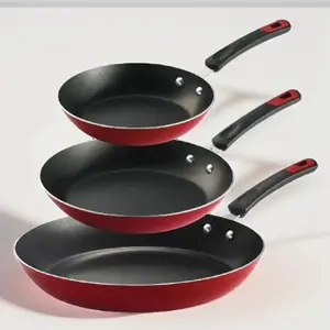 Everyday 3 Pk Aluminum Nonstick Fry Pans – Metallic Red