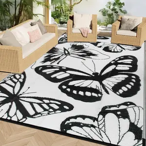 PP Outdoor Waterproof Rug, Reversible Plastic Woven Mat, Flatweave Outdoor Rug, Ideal for Patio, Deck, Porch, Camping, RV, Backyard Use
