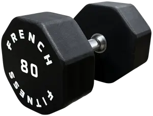 French Fitness Urethane 8 Sided Hex Dumbbell 80 lbs - Single (New)