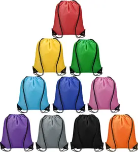 Drawstring Bags Bulk Pack — 10 Pcs Multicolor Polyester Gym & Travel Backpack